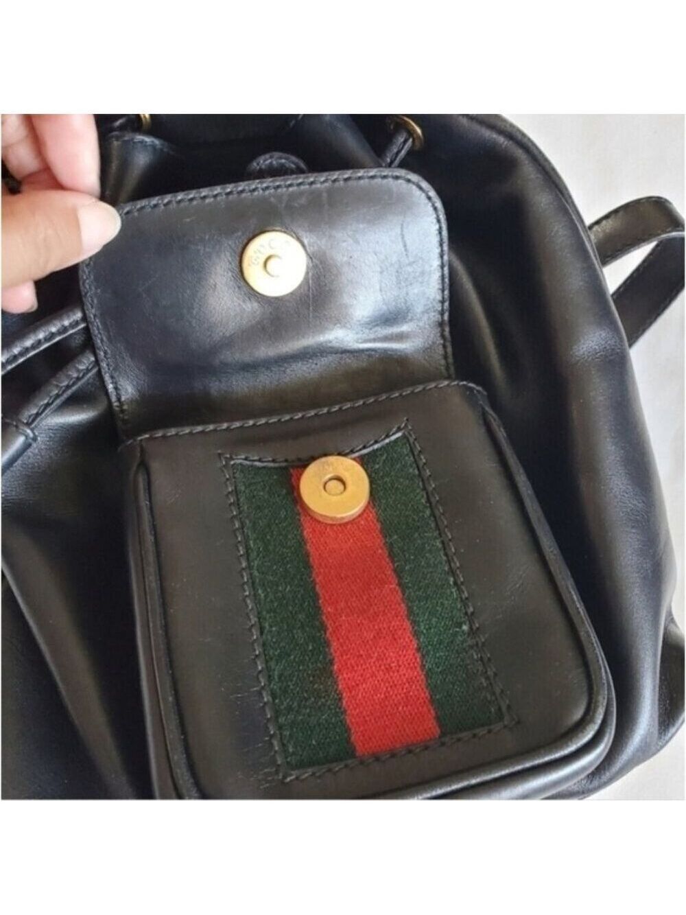 Authentic Gucci Mini Backpack Black Leather Bamboo Handle - Picture 9 of 15